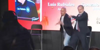 Luis Rubiales has eggs thrown at him at a book launch in Madrid on Thursday 13th November.