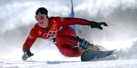 Canada's Ryan Wedding competes in a snowboarding event at the 2002 Olympics in Salt Lake City.