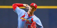 Sep 13, 2025; Milwaukee, Wisconsin, USA;  St. Louis Cardinals starting pitcher Sonny Gray (54) throws against the Milwaukee Brewers in the first inning at American Family Field. Mandatory Credit: Benny Sieu-Imagn Images