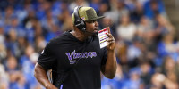 DETROIT, MICHIGAN - NOVEMBER 02: Defensive coordinator Brian Flores of the Minnesota Vikings looks on during the second half of a game against the Detroit Lions at Ford Field on November 02, 2025 in Detroit, Michigan. (Photo by Mike Mulholland/Getty Images)