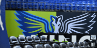 ARLINGTON, TX -  AUGUST 8: Dallas Wings logo before the game against the New York Liberty on August 8, 2025 at the College Park Center in Arlington, TX. NOTE TO USER: User expressly acknowledges and agrees that, by downloading and or using this photograph, User is consenting to the terms and conditions of the Getty Images License Agreement. Mandatory Copyright Notice: Copyright 2025 NBAE (Photo by Michael Gonzales/NBAE via Getty Images)