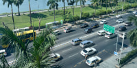 A busy road with Inya Lake in the background in Yangon, Myanmar on Wednesday.