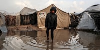 Heavy rains flood thousands of tents sheltering displaced civilians in Gaza