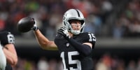 LAS VEGAS, NEVADA - DECEMBER 07: Kenny Pickett #15 of the Las Vegas Raiders throws a pass during the fourth quarter against the Denver Broncos at Allegiant Stadium on December 07, 2025 in Las Vegas, Nevada. (Photo by Chris Unger/Getty Images)