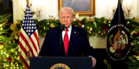 US President Donald Trump addresses the nation from the Diplomatic Reception Room of the White House on Wed., Dec. 17.