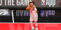 Dec 9, 2025; Toronto, Ontario, CAN; New York Knicks guard Jalen Brunson (11) celebrates scoring against the Toronto Raptors during the first half at the 2025-26 NBA Emirates Cup at Scotiabank Arena. Mandatory Credit: Kevin Sousa-Imagn Images