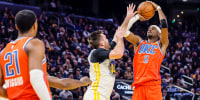 Shai Gilgeous-Alexander dropped 38 as the Thunder rolled to their 13th straight on the road against the Steph Curry-less Golden State Warriors on Coast 2 Coast Tuesday on Peacock.