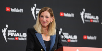 LAS VEGAS, NEVADA - OCTOBER 03: WNBA Commissioner Cathy Engelbert speaks to the media ahead of Game One of the 2025 WNBA Playoffs finals between the Las Vegas Aces and the Phoenix Mercury at Michelob ULTRA Arena on October 03, 2025 in Las Vegas, Nevada. NOTE TO USER: User expressly acknowledges and agrees that, by downloading and or using this photograph, User is consenting to the terms and conditions of the Getty Images License Agreement. (Photo by Ian Maule/Getty Images)