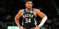 Jan 23, 2026; Milwaukee, Wisconsin, USA; Milwaukee Bucks forward Giannis Antetokounmpo (34) looks on during the second quarter against the Denver Nuggets at Fiserv Forum. Mandatory Credit: Jeff Hanisch-Imagn Images