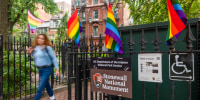 People walk by the Stonewall Monument on June 26, 2025 in New York City. 