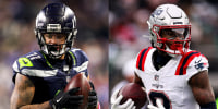 Split image of Seahawks wide receiver Jaxon Smith-Njigba and Patriots wide receiver Stefon Diggs