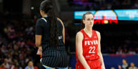 Aug 30, 2024; Chicago, Illinois, USA; Indiana Fever guard Caitlin Clark (22) walks by Chicago Sky forward Angel Reese (5) during the second half at Wintrust Arena. Mandatory Credit: Kamil Krzaczynski-USA TODAY Sports