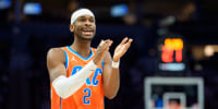 Jan 29, 2026; Minneapolis, Minnesota, USA; Oklahoma City Thunder guard Shai Gilgeous-Alexander (2) gestures to teammates in the second quarter against the Minnesota Timberwolves at Target Center. Mandatory Credit: Matt Blewett-Imagn Images