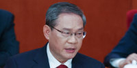 Chinese Premier Li Qiang delivers a work report during the opening session of the National People's Congress (NPC) at the Great Hall of the People in Beijing.