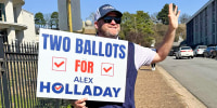 Alex Holladay campaigning.