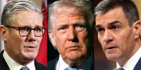 British Prime Minister Keir Starmer; U.S. President Donald Trump; Spanish Prime Minister Pedro Sanchez