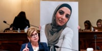 Rep. Nellie Pou, D-N.J., speaks as an aide holds a photo of Leqaa Kordia during a House Homeland Security Committee hearing on Feb. 10, 2026. 