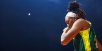 Sep 1, 2025; Seattle, Washington, USA; Seattle Storm forward Nneka Ogwumike (3) walks to center court during player introductions before a game against the Los Angeles Sparks at Climate Pledge Arena. Mandatory Credit: Joe Nicholson-Imagn Images