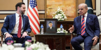 Pakistan's Prime Minister Shehbaz Sharif, right, with U.S. Vice President JD Vance, speaking while seated