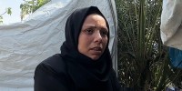 Ezyia Abu Haya, a 34 year old mother of six, at a displacement camp in Khan Younis, southern Gaza on April 20, 2026. 