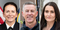 A split composite image of Nancy Lacore, left, Matt Maasdam, and Cait Conley.