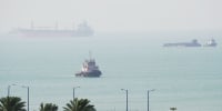 Boats in the Strait of Hormuz on April 28, 2026 off Qeshm Island, Iran.