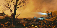 Fire rescue forces carry out rescue operations after an explosion at a fireworks plant in Hunan. China.