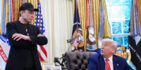President Trump and Elon Musk in White House's Oval Office.