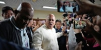 Philippine Senator Ronald dela Rosa speaks to reporters at the Philippine Senate in Pasay on May 12, 2026. 