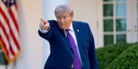 President Donald Trump in the Rose Garden at The White House on May 11, 2026.