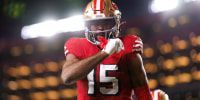SANTA CLARA, CALIFORNIA - DECEMBER 28: Jauan Jennings #15 of the San Francisco 49ers celebrates after scoring a touchdown during the second half of an NFL football game against the Chicago Bears at Levi's Stadium on December 28, 2025 in Santa Clara, California. (Photo by Brooke Sutton/Getty Images)