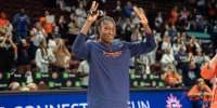 UNCASVILLE, CT - SEPTEMBER 10: Connecticut Sun center Tina Charles (31) acknowledges applause after thanking Connecticut Sun fans following a WNBA game between the Atlanta Dream and the Connecticut Sun on September 10, 2025, at Mohegan Sun Arena in Uncasville, CT. The Dream defeated the Sun 88-72. (Photo by Erica Denhoff/Icon Sportswire via Getty Images)