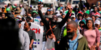 Marchers protest illegal migration, in Johannesburg, South Africa, on April 29, 2026. 