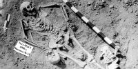This shared grave contained a boy (aged 12-15 years old) and a girl (aged 13-16 years old) who were found not to be closely related, and plague DNA was obtained from their remains. That they were very close in age but not biologically related, and buried in the same grave, hints at the relationship they might have had when alive.