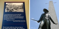 One of the quotes ordered to be removed (left) at Bunker Hill Monument.