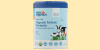 A can of Nara Organics' Organic Infant Formula on top of a light yellow background