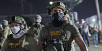 omeland Security Investigations and Immigration and Customs Enforcement officers arrive to push protesters back at the Delaney Hall Immigration Detention Center on June 12, 2026 in Newark, N.J.