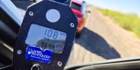 A speed radar gun with a reading of 108mph