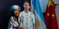 Argentinian Football Fans Watch World Cup In Beijing
