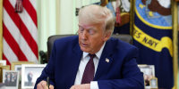 President Trump Signs Executive Orders In The Oval Office