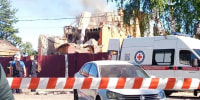 Aftermath of a Ukrainian drone attack in Moscow region