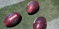 WASHINGTON, DC - JUNE 13: A detailed view of UFL branded footballs before the 2026 United Bowl between the DC Defenders and the Louisville Kings at Audi Field on June 13, 2026 in Washington, DC. (Photo by Hannah Foslien/UFL/Getty Images)