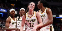 Indiana Fever guard Caitlin Clark (22) stands up Tuesday, June 16, 2026, during the second half of a game at Gainbridge Fieldhouse in Indianapolis. The Indiana Fever defeated the Toronto Tempo, 113-91.