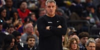 Jan 29, 2025; Phoenix, Arizona, USA; Minnesota Timberwolves assistant coach Micah Nori against the Phoenix Suns at Footprint Center. Mandatory Credit: Mark J. Rebilas-Imagn Images