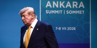 President Donald Trump during the press conference at the NATO Summit in Ankara, Turkey 