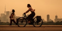 Smoke from Northern Ontario forest fires has the City of Toronto skyline is shrouded in haze