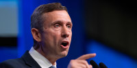 Ken Martin, chairman of the Democratic National Committee, speaks during Day 1 of the Minnesota Democratic-Farmer-Labor (DFL) Party Convention in the Mayo Civic Center in Rochester, MN.