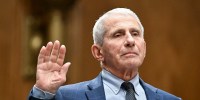 Dr. Anthony Fauci is sworn in during a Senate Homeland Security and Governmental Affairs committee hearing