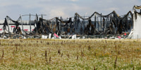 Wildberries warehouse that burned down after a recent Ukrainian drone attack in Elektrostal