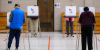 Voters cast their ballots at a polling location in North Carolina. 